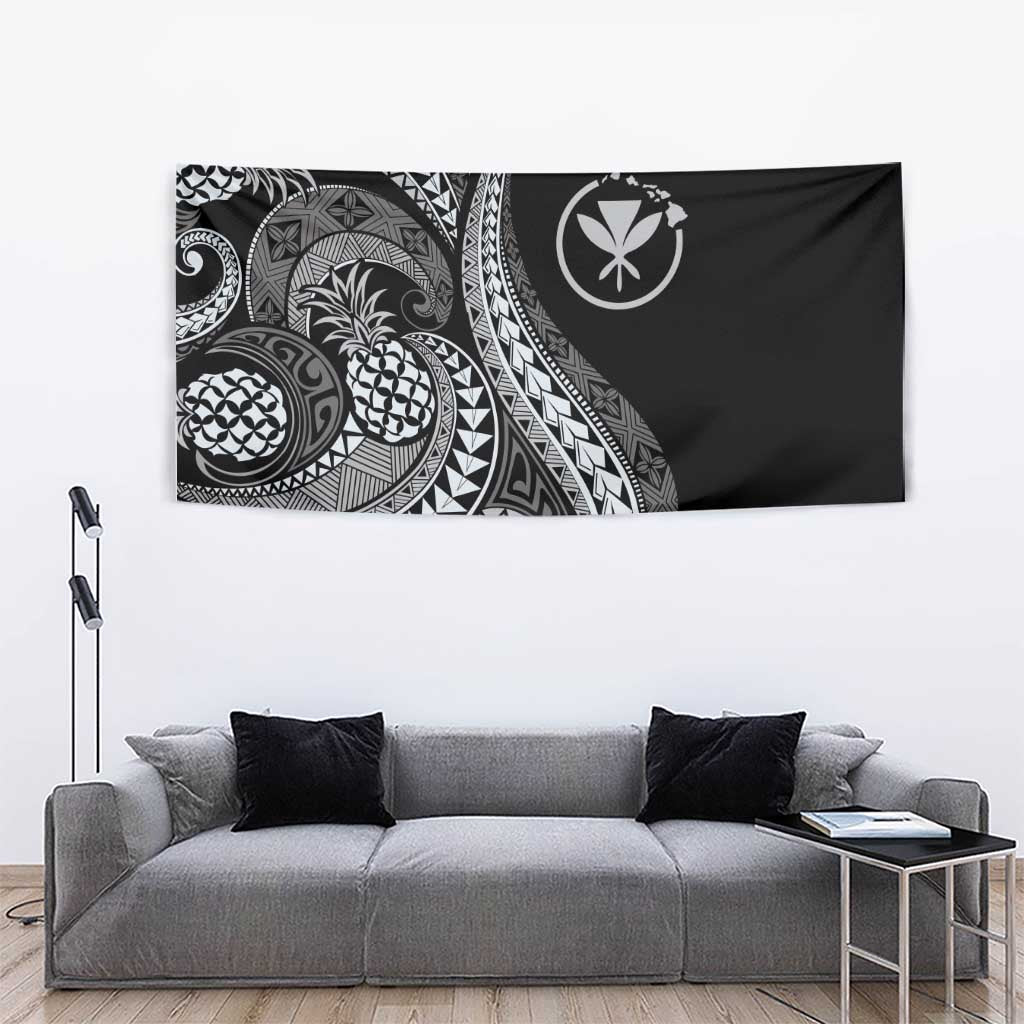 Hawaii Pineapple Gray Scale Tribal Pattern Tapestry LT01 - Polynesian Pride
