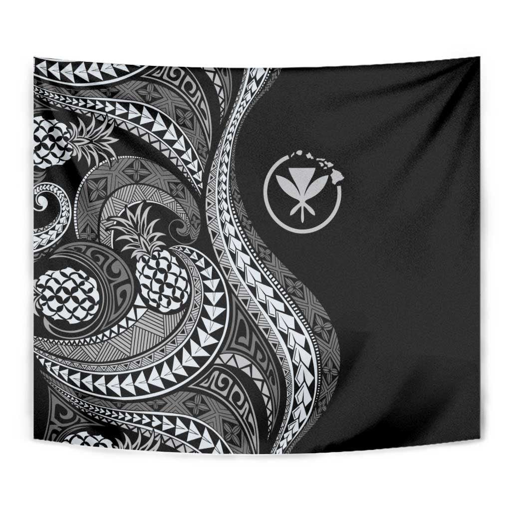 Hawaii Pineapple Gray Scale Tribal Pattern Tapestry LT01 - Polynesian Pride