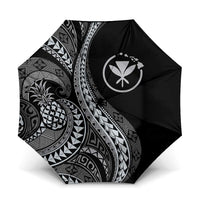 Hawaii Pineapple Gray Scale Tribal Pattern Umbrella LT01 One Size Folded 11.42 inch Opened Diameter 37.4 inch Black - Polynesian Pride