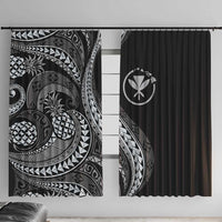 Hawaii Pineapple Gray Scale Tribal Pattern Window Curtain LT01 With Hooks Black - Polynesian Pride