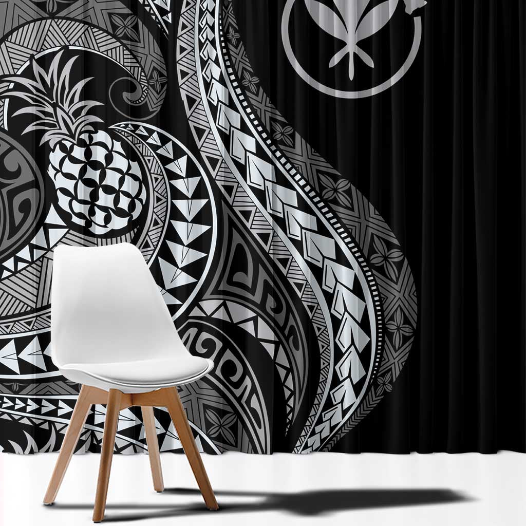 Hawaii Pineapple Gray Scale Tribal Pattern Window Curtain LT01 - Polynesian Pride