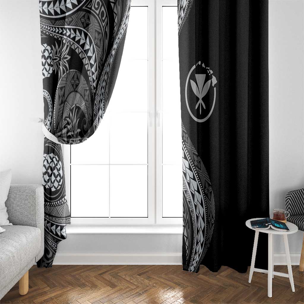 Hawaii Pineapple Gray Scale Tribal Pattern Window Curtain LT01 - Polynesian Pride