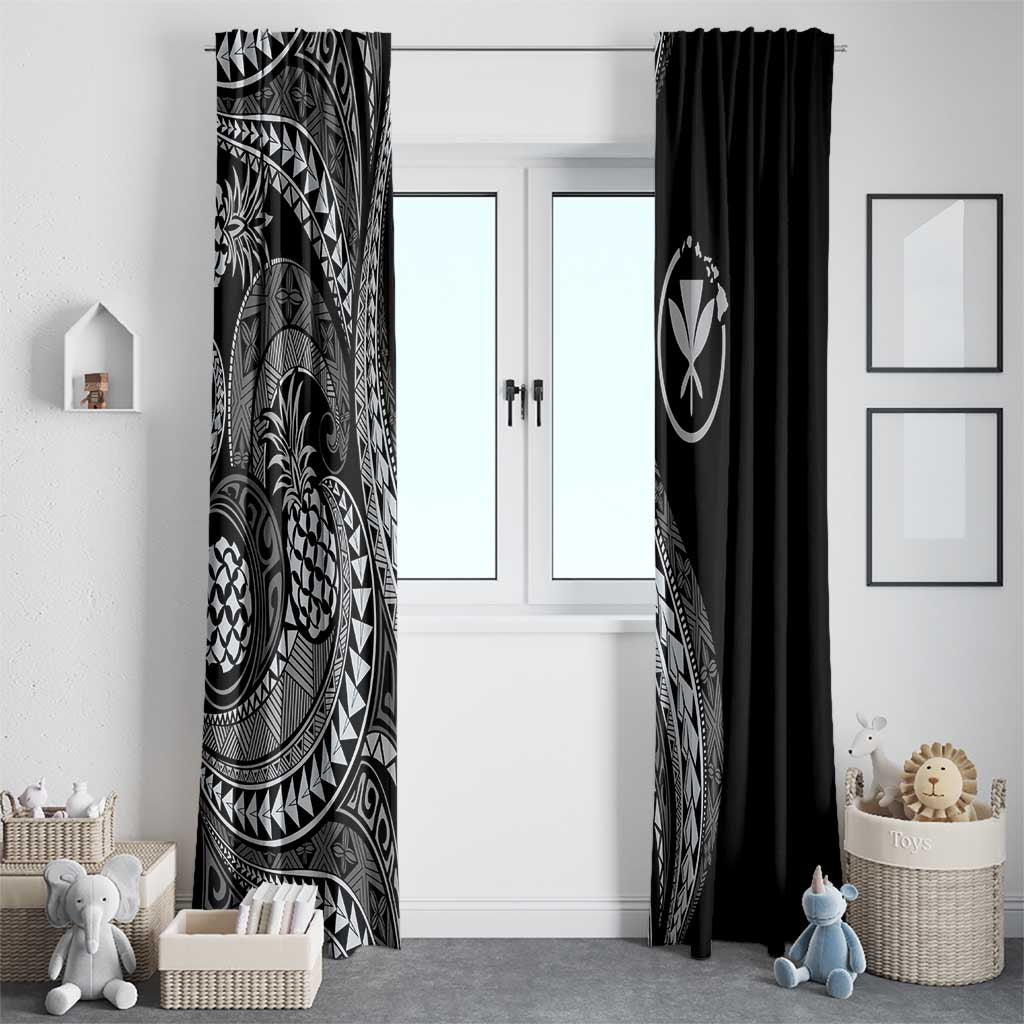 Hawaii Pineapple Gray Scale Tribal Pattern Window Curtain LT01 - Polynesian Pride