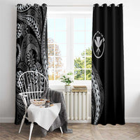Hawaii Pineapple Gray Scale Tribal Pattern Window Curtain LT01 - Polynesian Pride