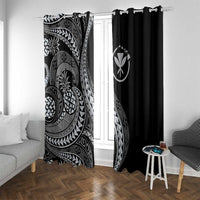 Hawaii Pineapple Gray Scale Tribal Pattern Window Curtain LT01 With Grommets Black - Polynesian Pride