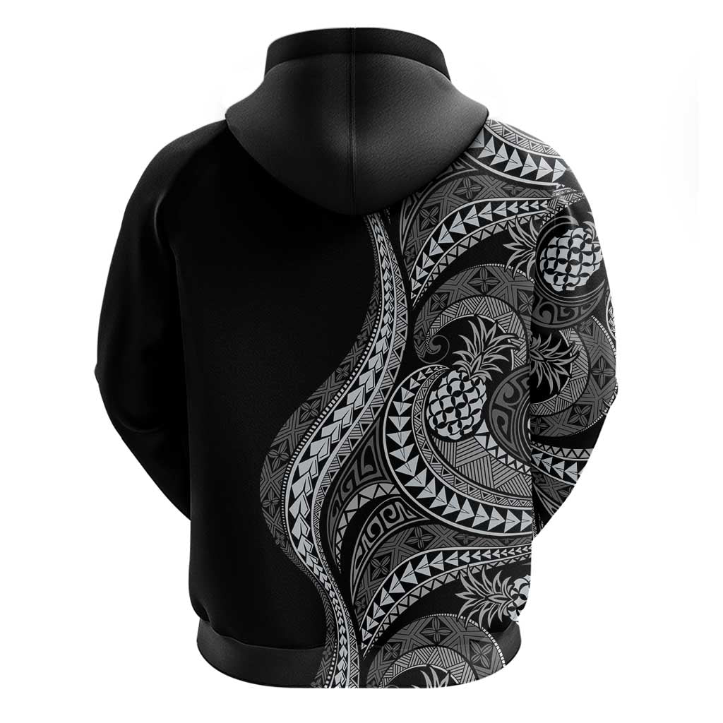 Hawaii Pineapple Gray Scale Tribal Pattern Zip Hoodie LT01 - Polynesian Pride