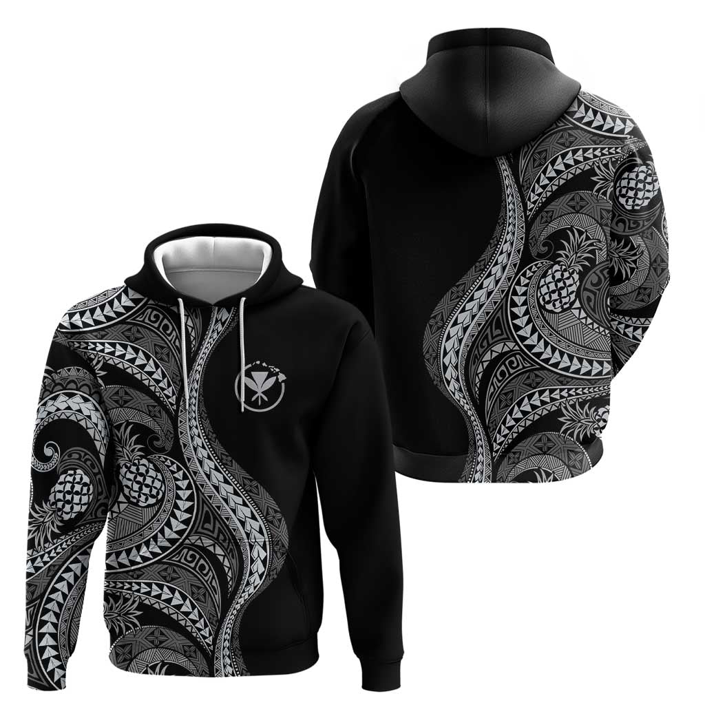 Hawaii Pineapple Gray Scale Tribal Pattern Zip Hoodie LT01 - Polynesian Pride