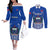 Samoa Rugby Couples Matching Off The Shoulder Long Sleeve Dress and Long Sleeve Button Shirts Manu Samoa Go 2023 World Cup LT01 Blue - Polynesian Pride