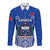 Samoa Rugby Long Sleeve Button Shirt Manu Samoa Go 2023 World Cup LT01 Unisex Blue - Polynesian Pride