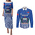 Custom Samoa Rugby Couples Matching Puletasi Dress and Long Sleeve Button Shirts Manu Samoa Go 2023 World Cup LT01 Blue - Polynesian Pride