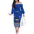 Custom Samoa Rugby Off The Shoulder Long Sleeve Dress Manu Samoa Go 2023 World Cup LT01 Women Blue - Polynesian Pride