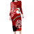 New Zealand ANZAC Waitangi Day Long Sleeve Bodycon Dress Lest We Forget Soldier Tiki Maori Style LT03 Long Dress Red - Polynesian Pride