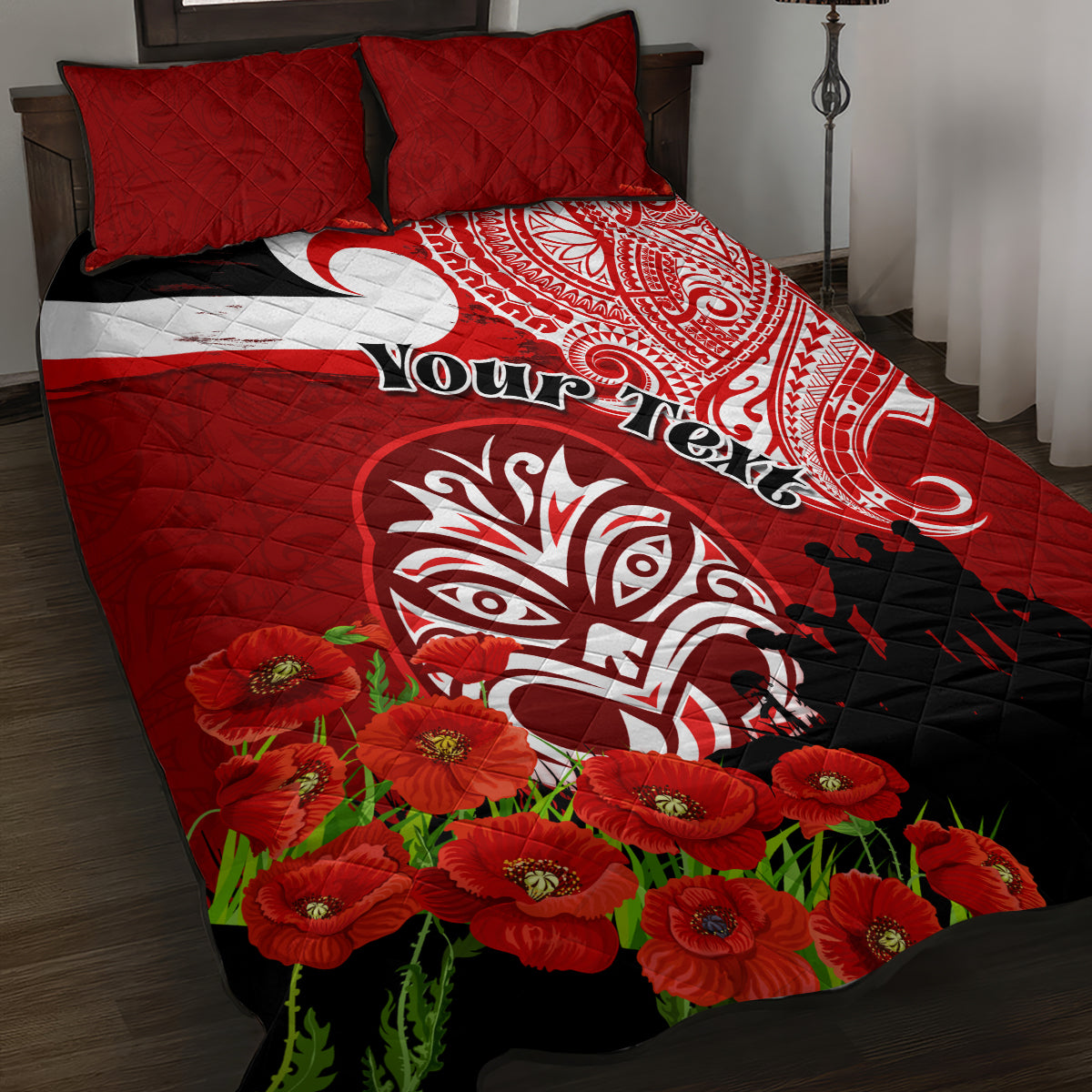 New Zealand ANZAC Waitangi Day Quilt Bed Set Lest We Forget Soldier Tiki Maori Style LT03 Red - Polynesian Pride