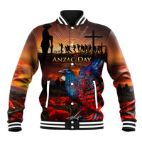 New Zealand Tui Bird Soldier ANZAC Baseball Jacket Lest We Forget LT03 Unisex Black - Polynesian Pride