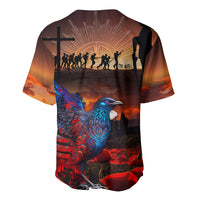 New Zealand Tui Bird Soldier ANZAC Baseball Jersey Lest We Forget LT03 - Polynesian Pride