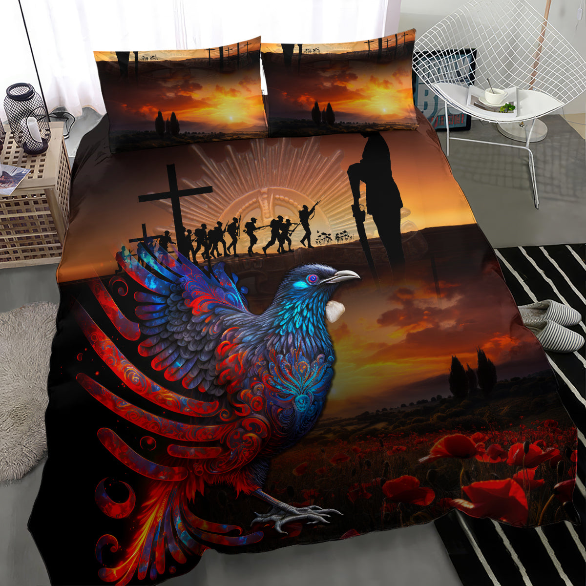 New Zealand Tui Bird Soldier ANZAC Bedding Set Lest We Forget LT03 - Polynesian Pride