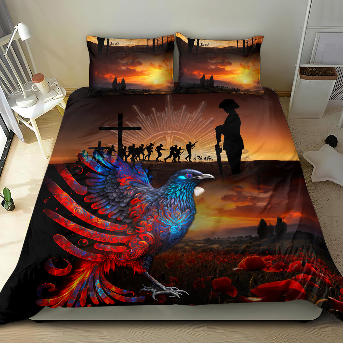 New Zealand Tui Bird Soldier ANZAC Bedding Set Lest We Forget LT03 - Polynesian Pride