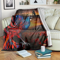 New Zealand Tui Bird Soldier ANZAC Blanket Lest We Forget LT03 Black - Polynesian Pride