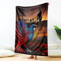 New Zealand Tui Bird Soldier ANZAC Blanket Lest We Forget LT03 - Polynesian Pride