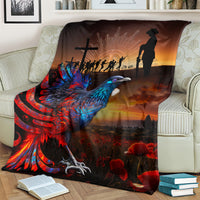 New Zealand Tui Bird Soldier ANZAC Blanket Lest We Forget LT03 - Polynesian Pride