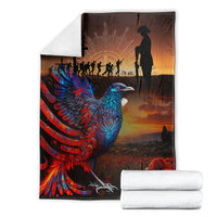 New Zealand Tui Bird Soldier ANZAC Blanket Lest We Forget LT03 - Polynesian Pride
