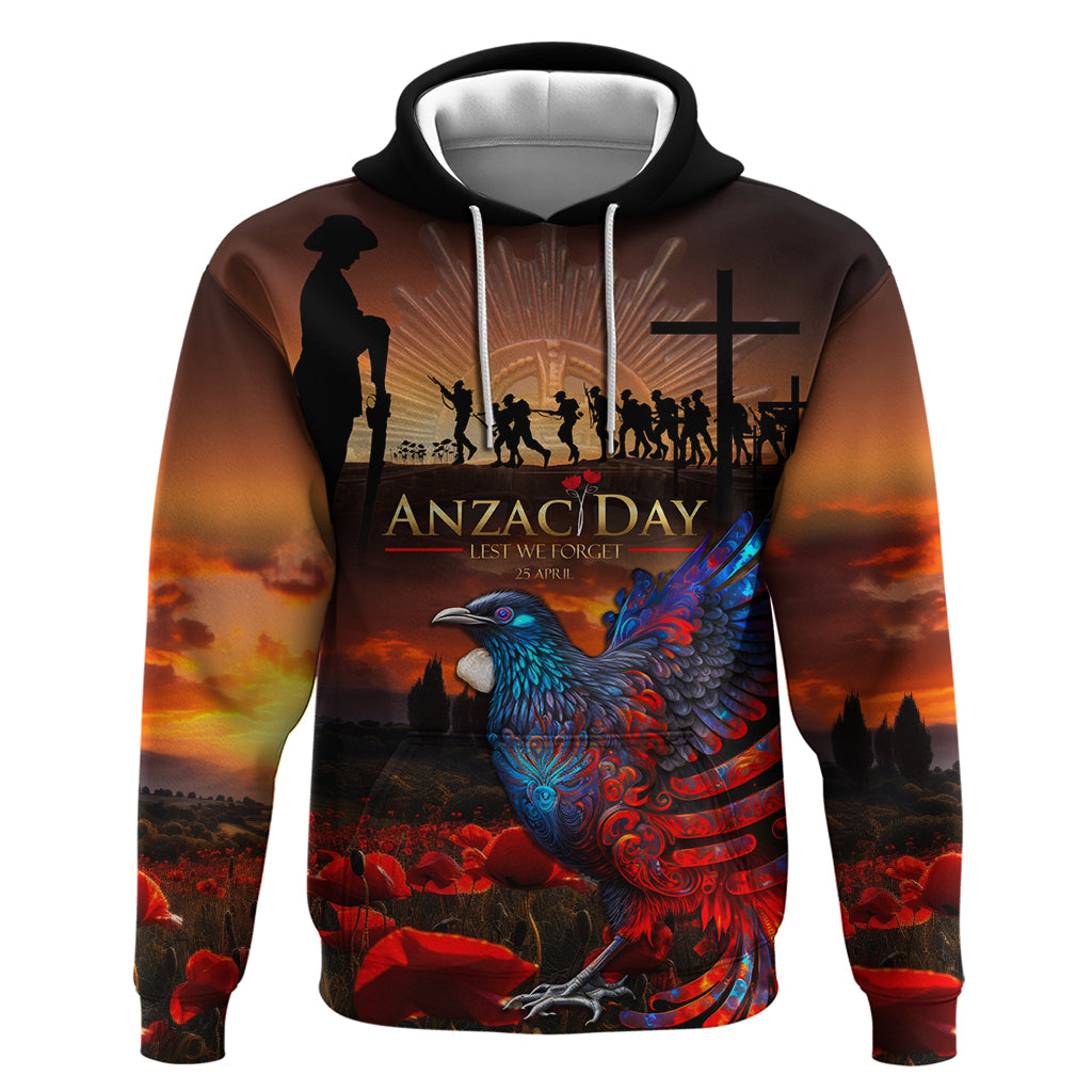 New Zealand Tui Bird Soldier ANZAC Hoodie Lest We Forget LT03