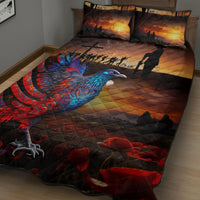 New Zealand Tui Bird Soldier ANZAC Quilt Bed Set Lest We Forget LT03 - Polynesian Pride