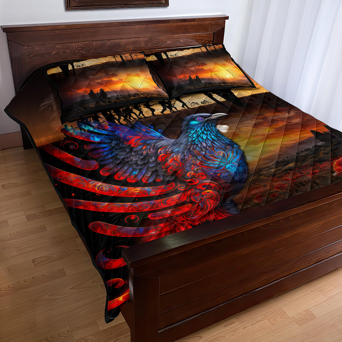 New Zealand Tui Bird Soldier ANZAC Quilt Bed Set Lest We Forget LT03 - Polynesian Pride