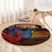 New Zealand Tui Bird Soldier ANZAC Round Carpet Lest We Forget LT03 - Polynesian Pride