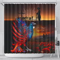 New Zealand Tui Bird Soldier ANZAC Shower Curtain Lest We Forget LT03 - Polynesian Pride