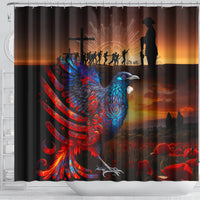 New Zealand Tui Bird Soldier ANZAC Shower Curtain Lest We Forget LT03 - Polynesian Pride