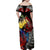 New Zealand Kohwhai Tui Bird Family Matching Off Shoulder Maxi Dress and Hawaiian Shirt Silver Fern Version LT03 - Polynesian Pride