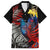 New Zealand Kohwhai Tui Bird Family Matching Short Sleeve Bodycon Dress and Hawaiian Shirt Silver Fern Version LT03 Dad's Shirt - Short Sleeve Black - Polynesian Pride