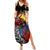 New Zealand Kohwhai Tui Bird Summer Maxi Dress Silver Fern Version LT03 Women Black - Polynesian Pride