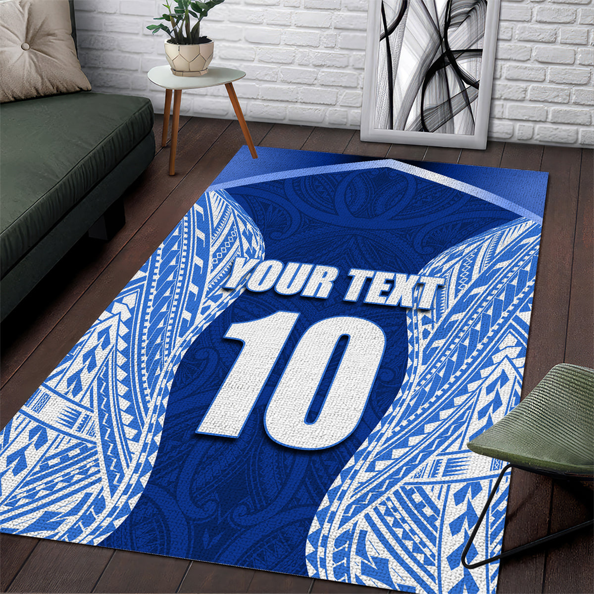 Custom Manu Samoa Rugby Area Rug Polynesian Tattoo LT03 Blue - Polynesian Pride