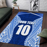 Custom Manu Samoa Rugby Area Rug Polynesian Tattoo LT03 Blue - Polynesian Pride