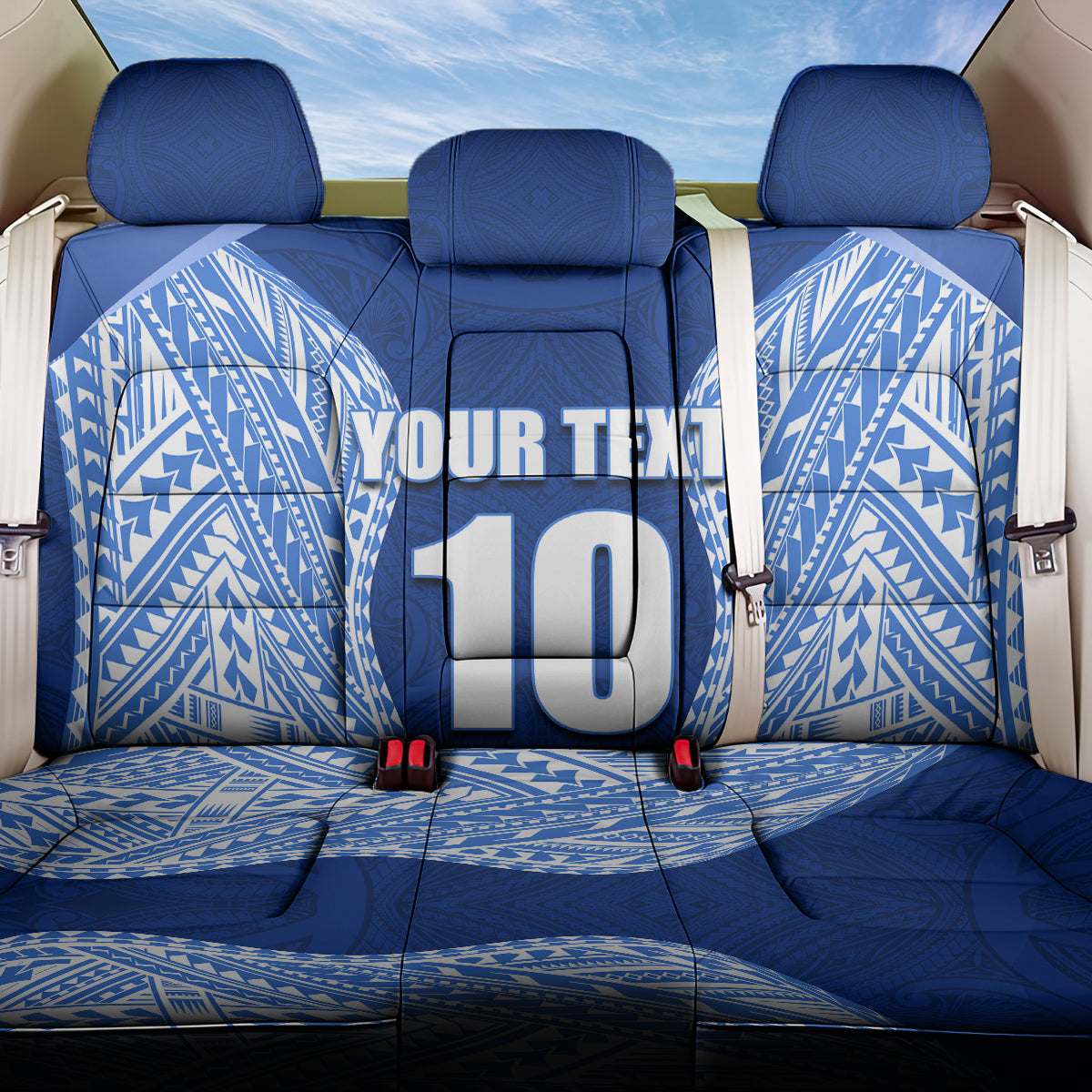 Custom Manu Samoa Rugby Back Car Seat Cover Polynesian Tattoo LT03 One Size Blue - Polynesian Pride