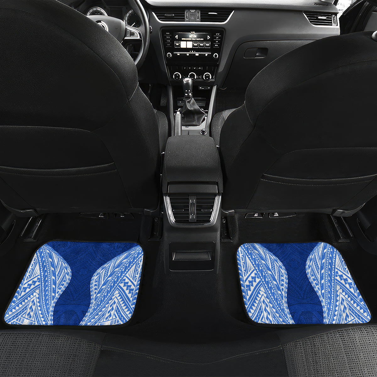 Custom Manu Samoa Rugby Car Mats Polynesian Tattoo LT03 Set 2pcs - Back Blue - Polynesian Pride