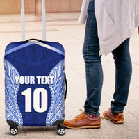 Custom Manu Samoa Rugby Luggage Cover Polynesian Tattoo LT03 Blue - Polynesian Pride