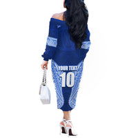 Custom Manu Samoa Rugby Off The Shoulder Long Sleeve Dress Polynesian Tattoo LT03 - Polynesian Pride