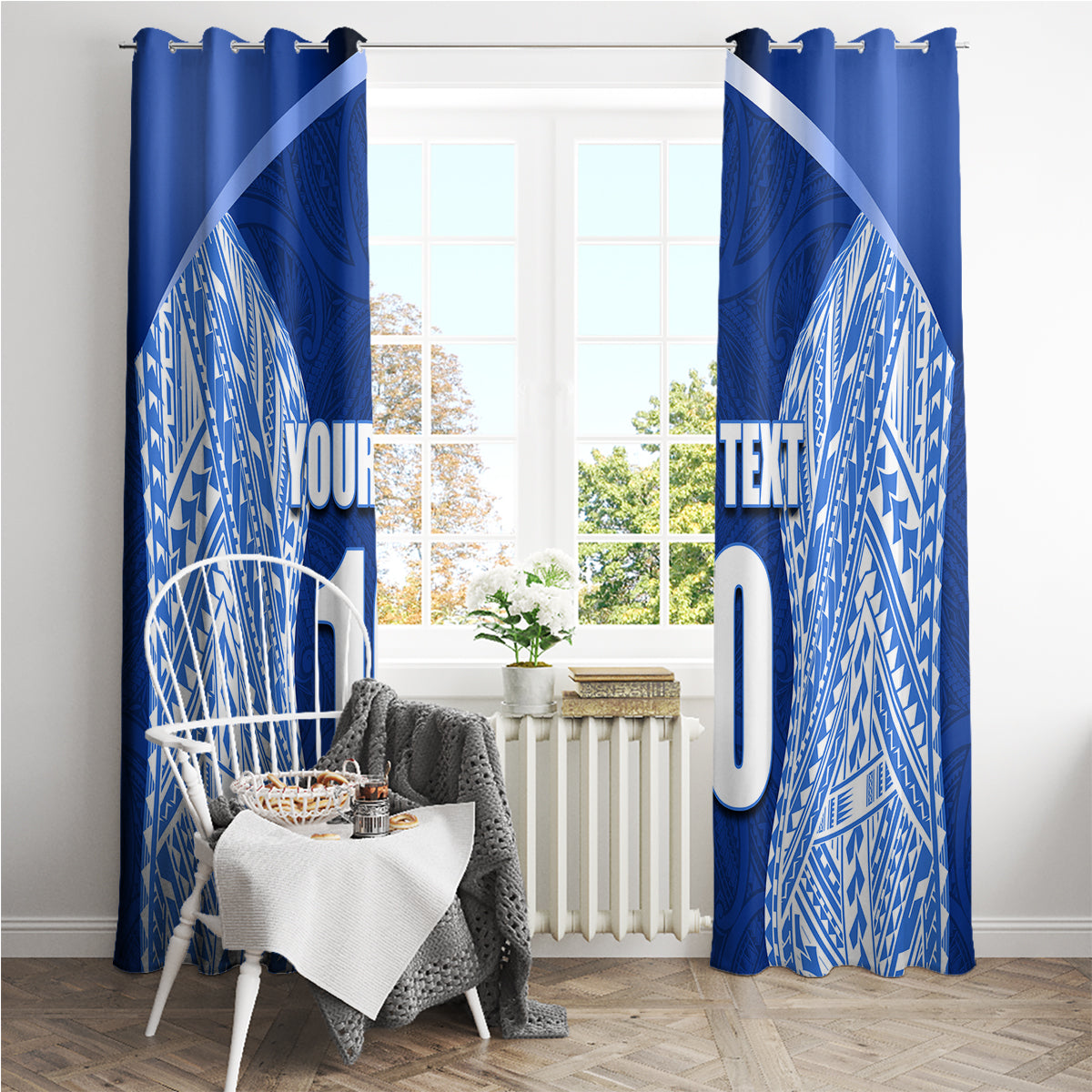 Custom Manu Samoa Rugby Window Curtain Polynesian Tattoo LT03 - Polynesian Pride