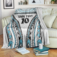 Custom Flying Fijians Rugby Blanket Tapa Tribal Cloth LT03 White - Polynesian Pride