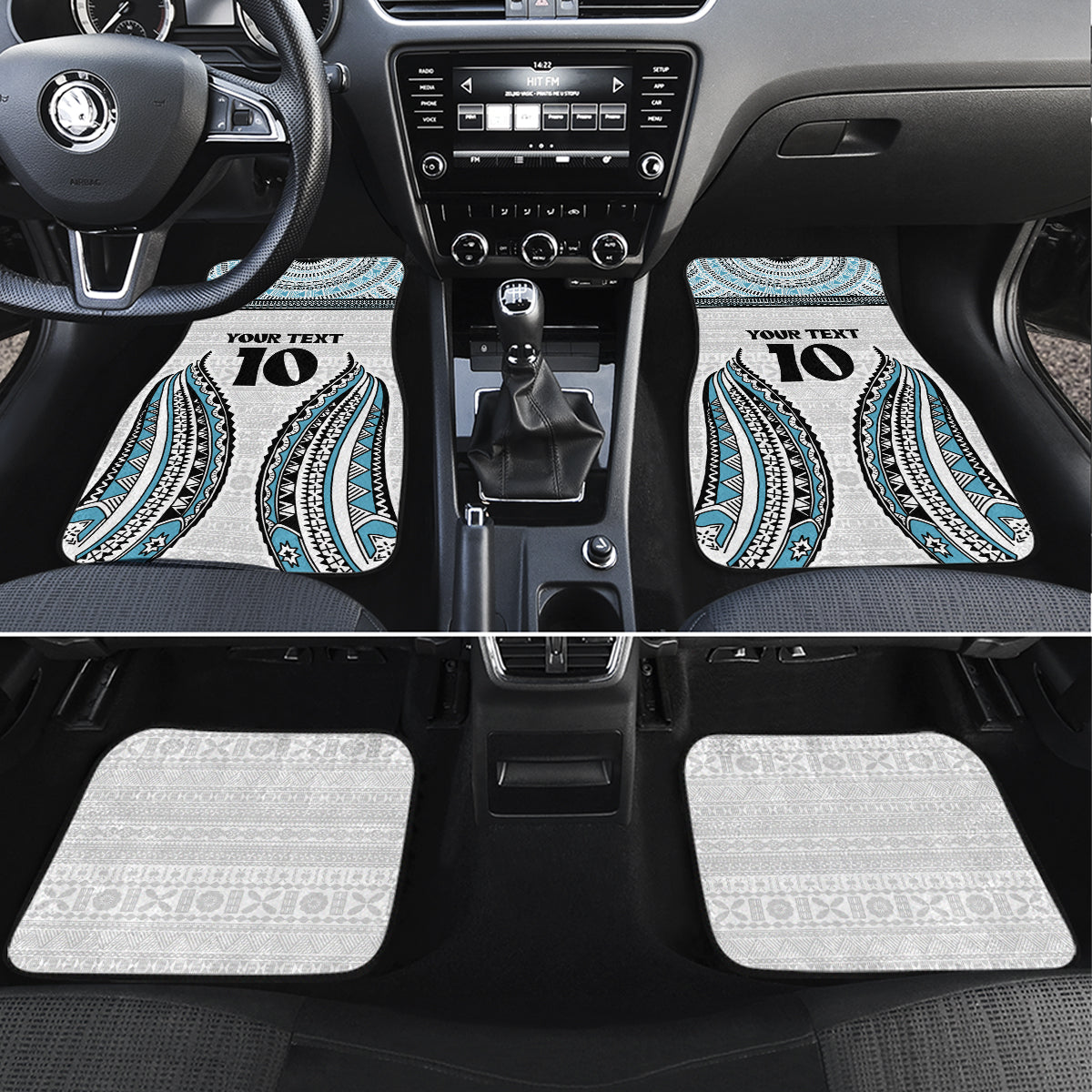 Custom Flying Fijians Rugby Car Mats Tapa Tribal Cloth LT03 Set 4pcs White - Polynesian Pride