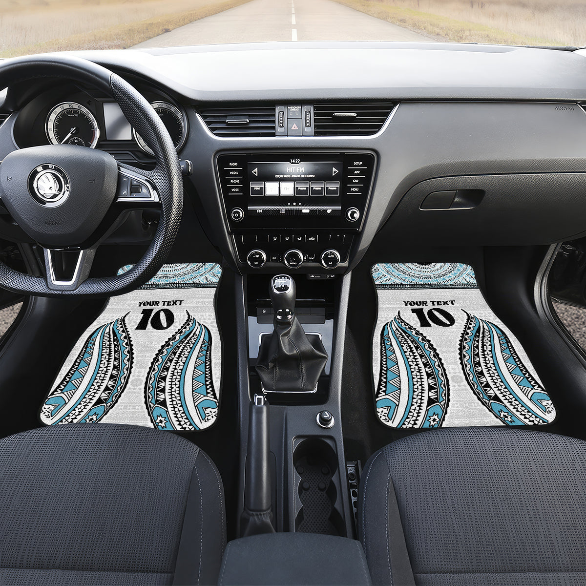 Custom Flying Fijians Rugby Car Mats Tapa Tribal Cloth LT03 Set 2pcs - Front White - Polynesian Pride
