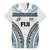 Custom Flying Fijians Rugby Family Matching Off Shoulder Short Dress and Hawaiian Shirt Tapa Tribal Cloth LT03 Dad's Shirt - Short Sleeve White - Polynesian Pride