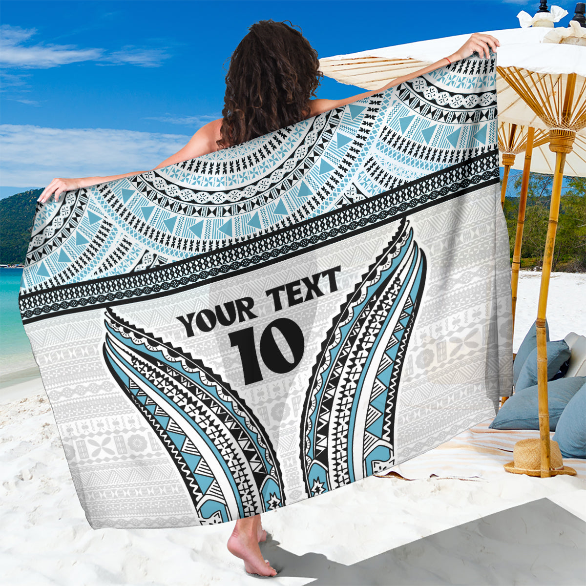 Custom Flying Fijians Rugby Sarong Tapa Tribal Cloth