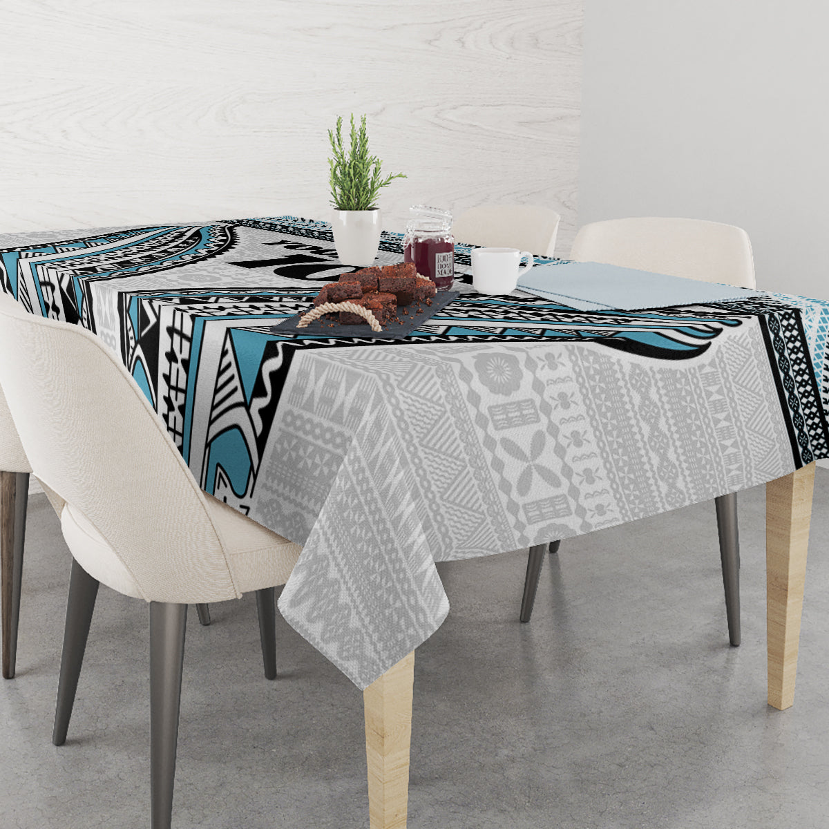 Custom Flying Fijians Rugby Tablecloth Tapa Tribal Cloth LT03 - Polynesian Pride