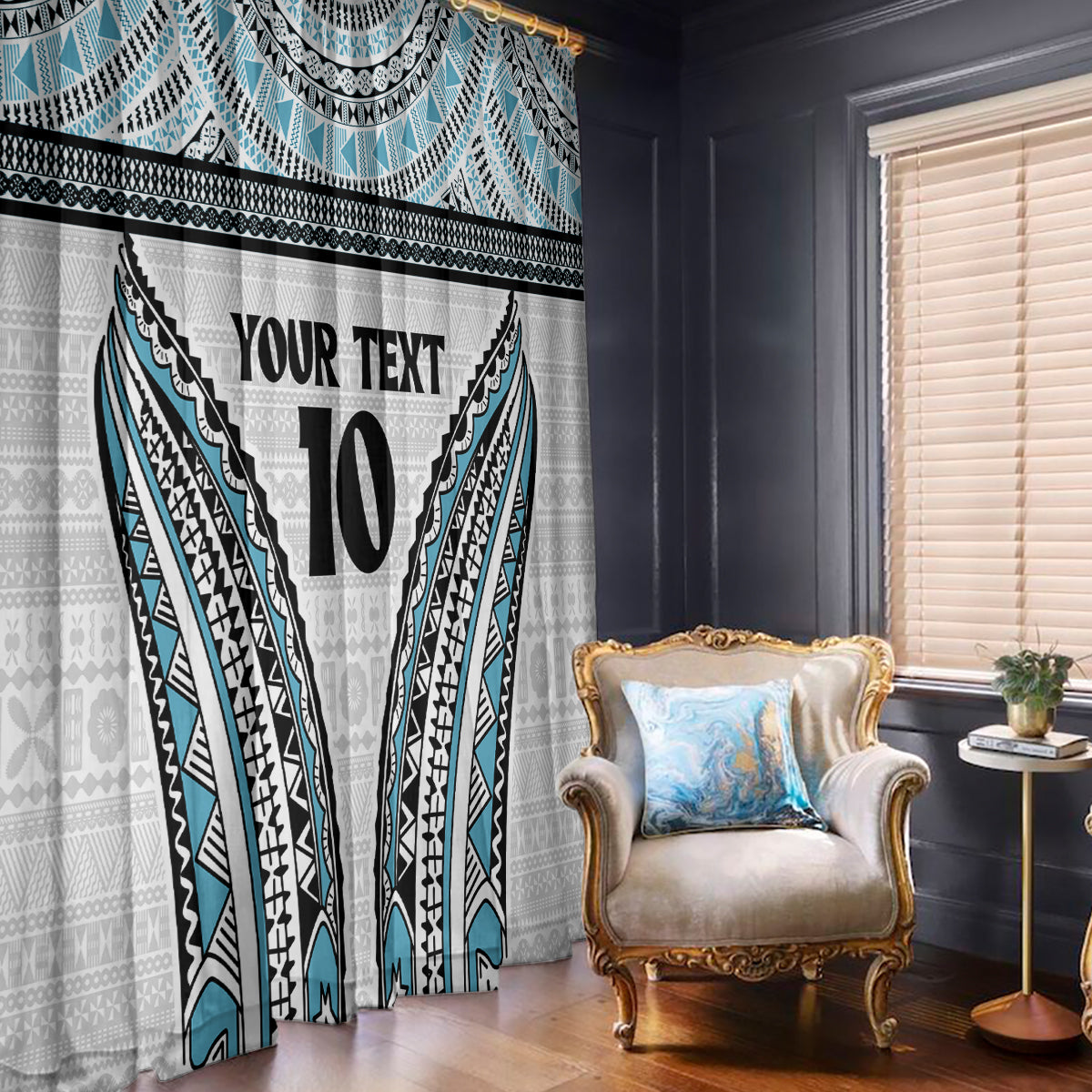 Custom Flying Fijians Rugby Window Curtain Tapa Tribal Cloth LT03 - Polynesian Pride