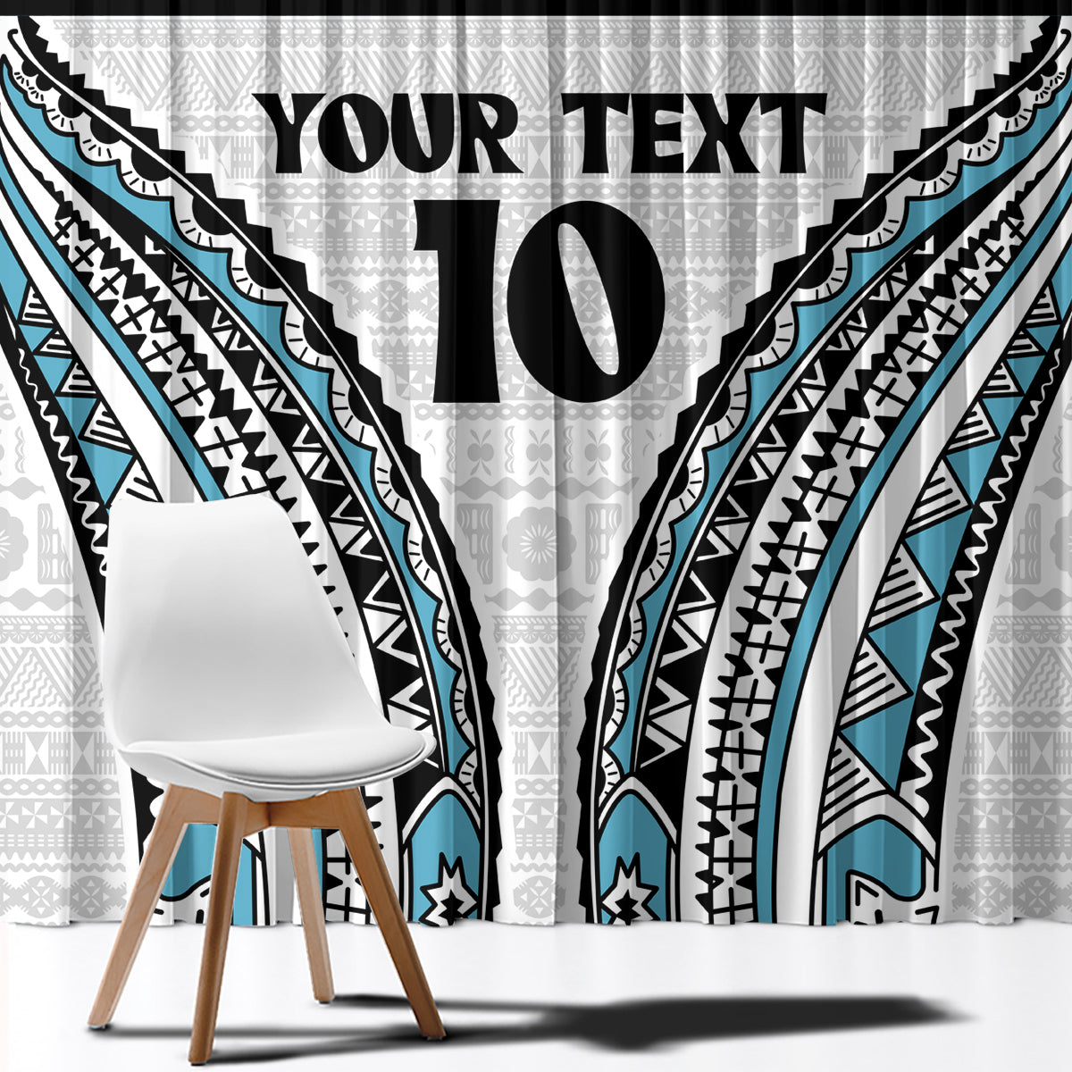 Custom Flying Fijians Rugby Window Curtain Tapa Tribal Cloth LT03 - Polynesian Pride