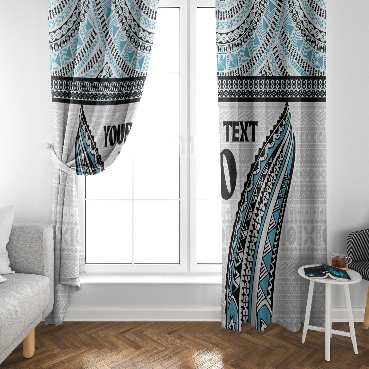 Custom Flying Fijians Rugby Window Curtain Tapa Tribal Cloth LT03 - Polynesian Pride